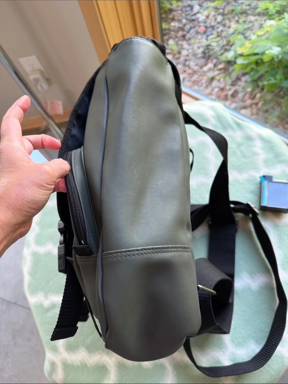 HUGO Boss Dark Olive Green and Black Men's Flap Buckle Backpack